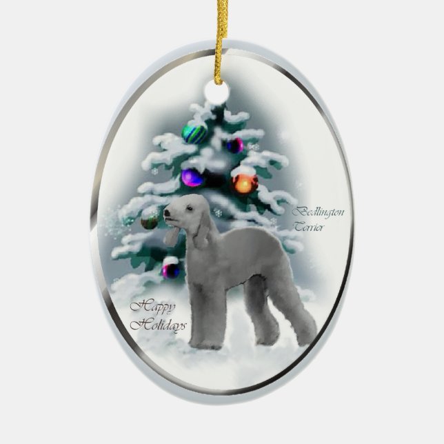 Bedlington Terrier Christmas Gifts Ornament (Front)