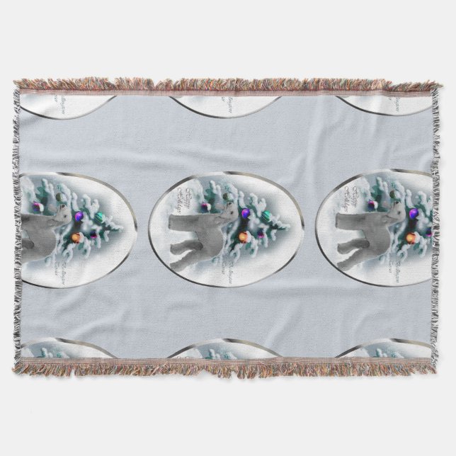 Bedlington Terrier Christmas Throw Blanket (Front)