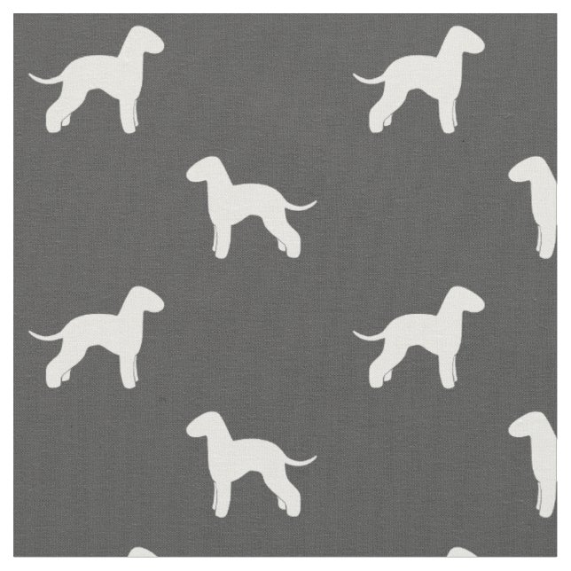 Bedlington Terrier Dog Breed Silhouettes Pattern Fabric (Close Up)