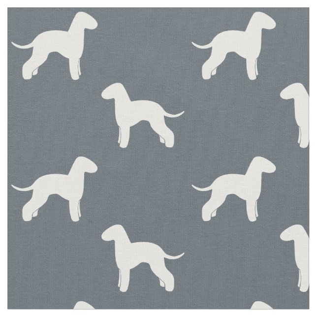 Bedlington Terrier Dog Breed Silhouettes Pattern Fabric (Close Up)