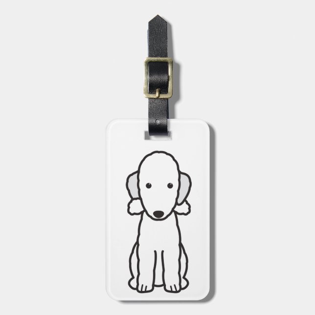 Bedlington Terrier Dog Cartoon Luggage Tag (Front Vertical)