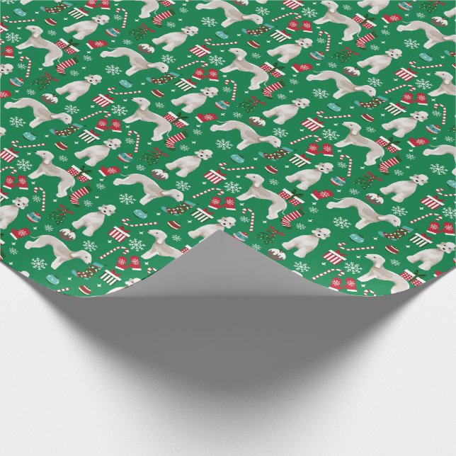 Bedlington Terrier Dog Christmas Pet Wrapping Paper (Corner)