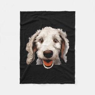 Bedlington Terrier Dog Mum Dad Peeking Puppy Fleece Blanket