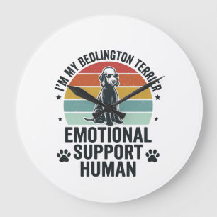 Bedlington Terrier Emotional Support Human Vintage Large Clock