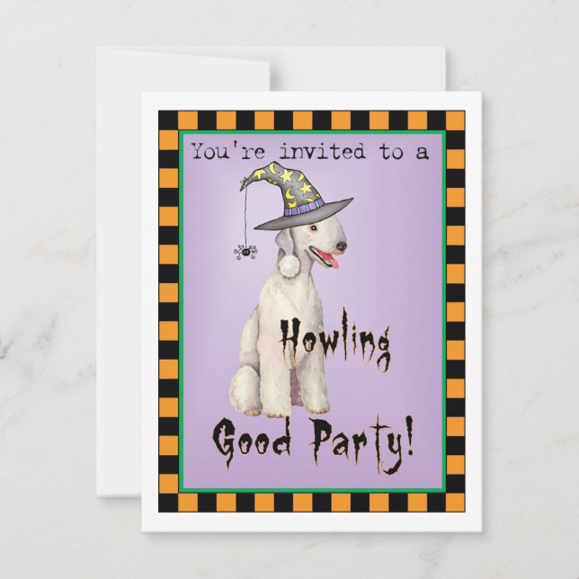 Bedlington Terrier Halloween Invitation (Front)