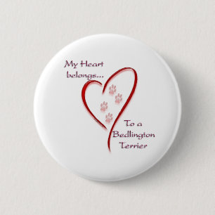 Bedlington Terrier Heart Belongs 6 Cm Round Badge
