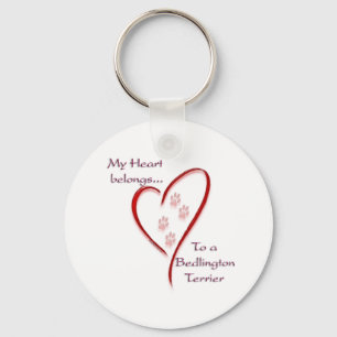 Bedlington Terrier Heart Belongs Key Ring