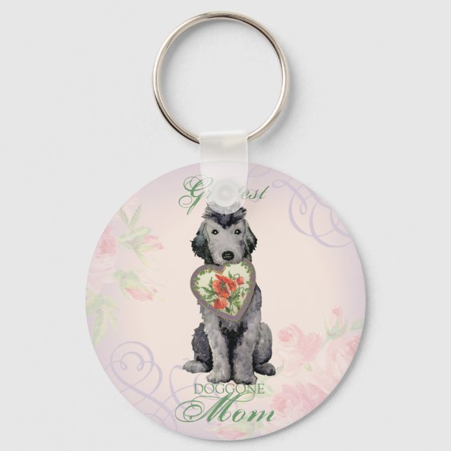 Bedlington Terrier Heart Mum Keychain (Front)