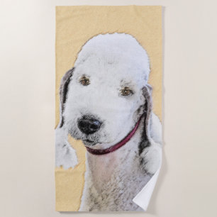 Bedlington Terrier Painting - Original Dog Art Beach Towel