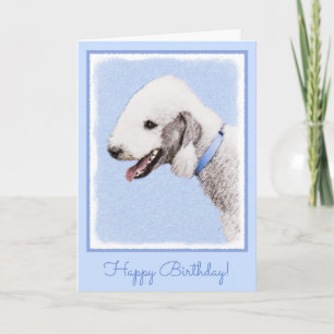 Bedlington Terrier Painting - Original Dog Art Card