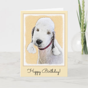 Bedlington Terrier Painting - Original Dog Art Card