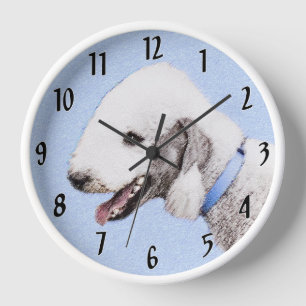 Bedlington Terrier Painting - Original Dog Art Clock