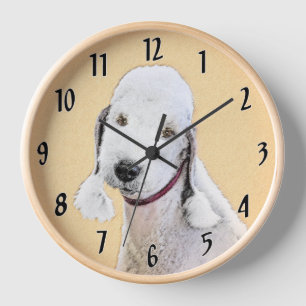 Bedlington Terrier Painting - Original Dog Art Clock