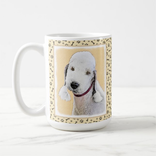 Bedlington Terrier Painting - Original Dog Art Coffee Mug (Left)