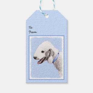 Bedlington Terrier Painting - Original Dog Art Gift Tags