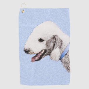 Bedlington Terrier Painting - Original Dog Art Golf Towel