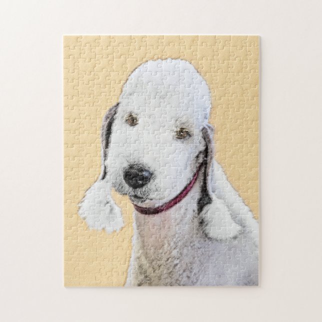 Bedlington Terrier Painting - Original Dog Art Jigsaw Puzzle (Vertical)