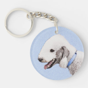 Bedlington Terrier Painting - Original Dog Art Key Ring