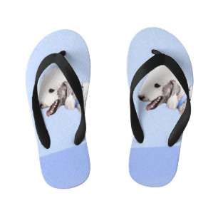 Bedlington Terrier Painting - Original Dog Art Kid's Flip Flops