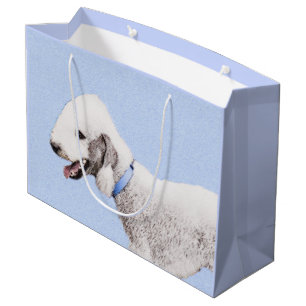 Bedlington Terrier Painting - Original Dog Art Large Gift Bag