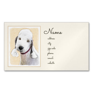Bedlington Terrier Painting - Original Dog Art Magnetic Business Card