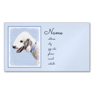 Bedlington Terrier Painting - Original Dog Art Magnetic Business Card