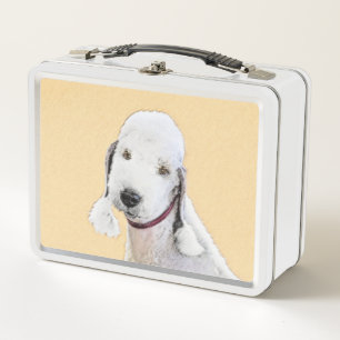 Bedlington Terrier Painting - Original Dog Art Metal Lunch Box