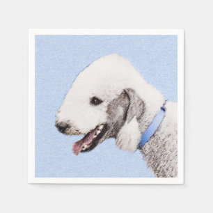 Bedlington Terrier Painting - Original Dog Art Napkin