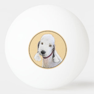 Bedlington Terrier Painting - Original Dog Art Ping Pong Ball