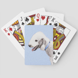 Bedlington Terrier Painting - Original Dog Art Playing Cards
