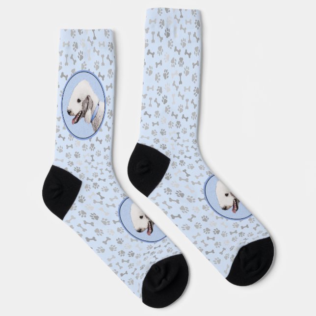 Bedlington Terrier Painting - Original Dog Art Socks (Right)