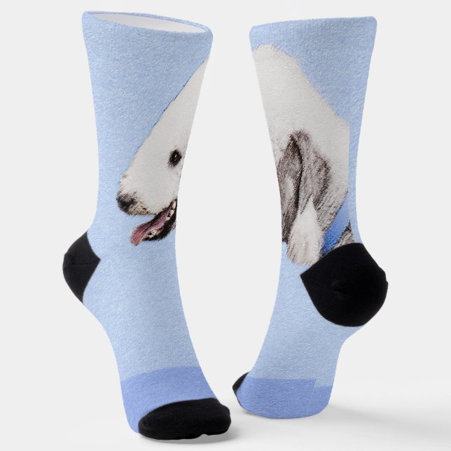 Bedlington Terrier Painting - Original Dog Art Socks (Angled)