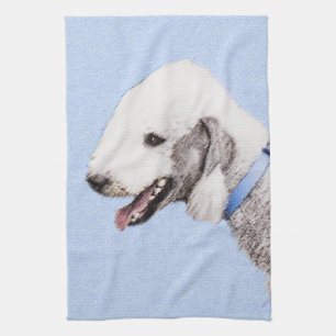 Bedlington Terrier Painting - Original Dog Art Tea Towel