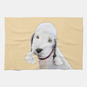 Bedlington Terrier Painting - Original Dog Art Tea Towel