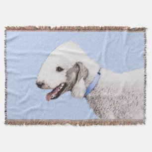 Bedlington Terrier Painting - Original Dog Art Throw Blanket