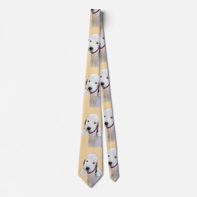 Bedlington Terrier Painting - Original Dog Art Tie (Front)
