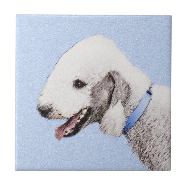 Bedlington Terrier Painting - Original Dog Art Tile (Front)