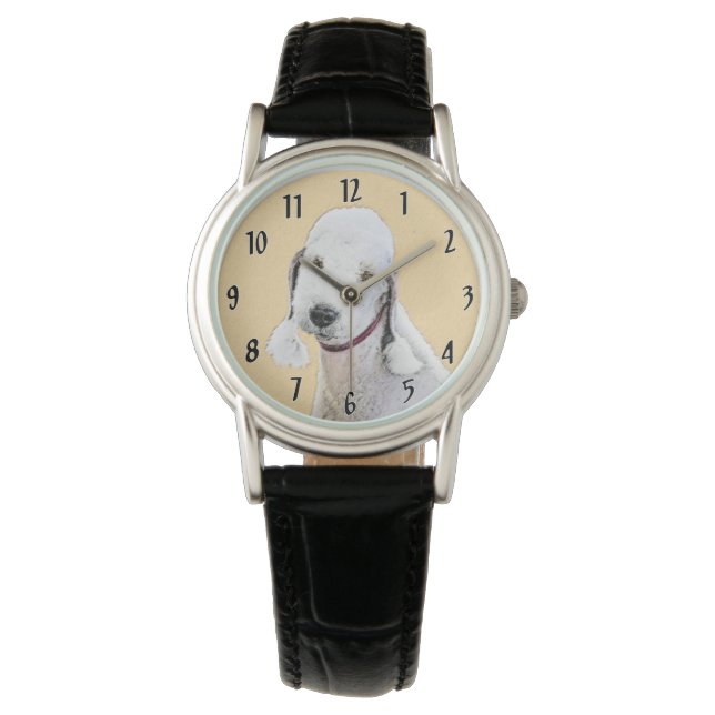 Bedlington Terrier Painting - Original Dog Art Watch (Front)