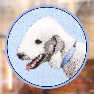 Bedlington Terrier Painting - Original Dog Art Window Cling