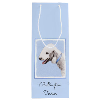 Bedlington Terrier Painting - Original Dog Art Wine Gift Bag