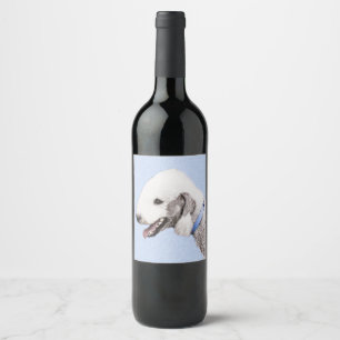 Bedlington Terrier Painting - Original Dog Art Wine Label