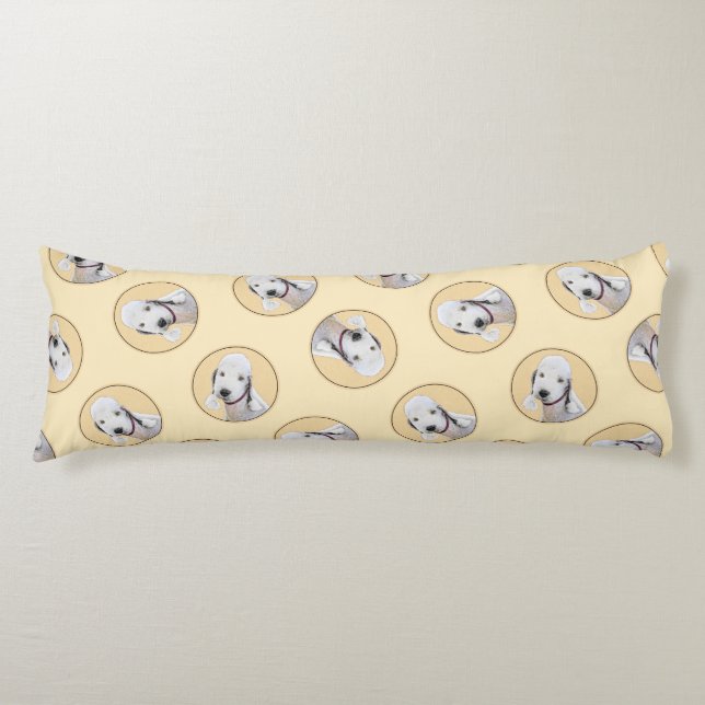 Bedlington Terrier Painting Sandy Colour Dog Art Body Cushion (Front)