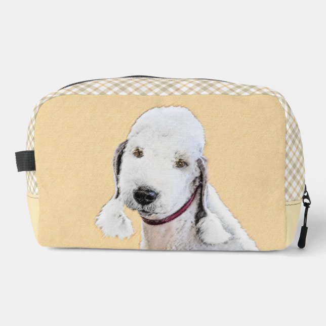 Bedlington Terrier Painting Sandy Colour Dog Art Dopp Kit (Front)