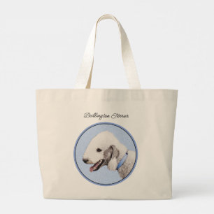 Bedlington Terrier Painting Sandy Colour Dog Art Large Tote Bag