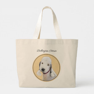 Bedlington Terrier Painting Sandy Colour Dog Art Large Tote Bag