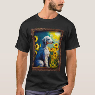 Bedlington Terrier Painting Sunflower Flower Mom W T-Shirt