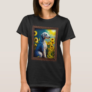 Bedlington Terrier Painting Sunflower Flower Mom W T-Shirt