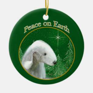 Bedlington Terrier Peace Ceramic Tree Decoration