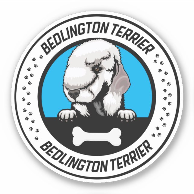 Bedlington Terrier Peeking Illustration Badge (Front)