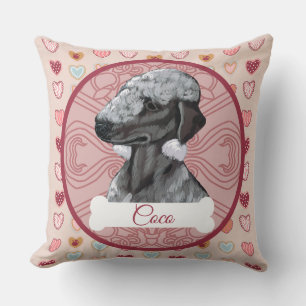 Bedlington Terrier Personalize Valentine Pillow